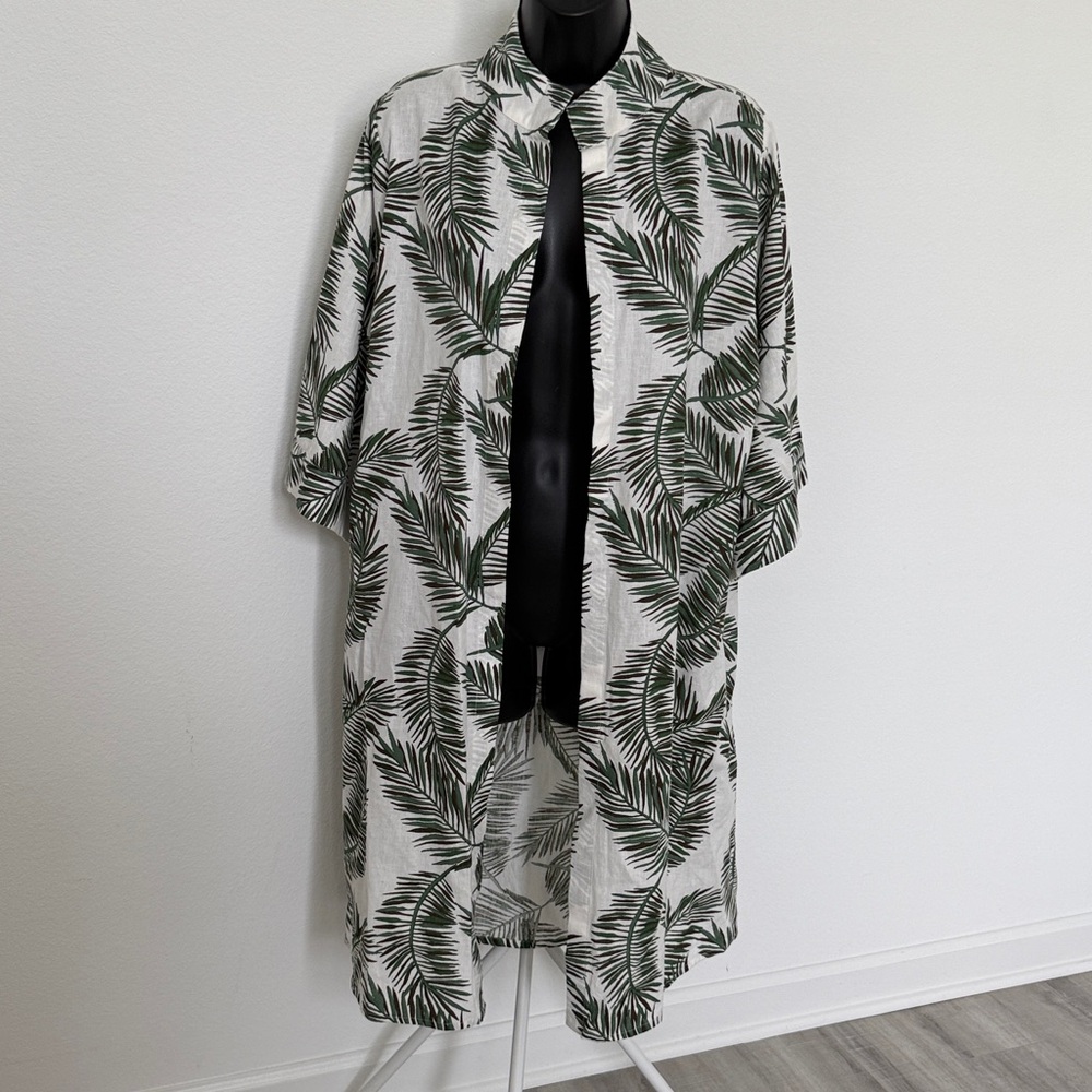 Tropical Leaf Print Swim Coverup